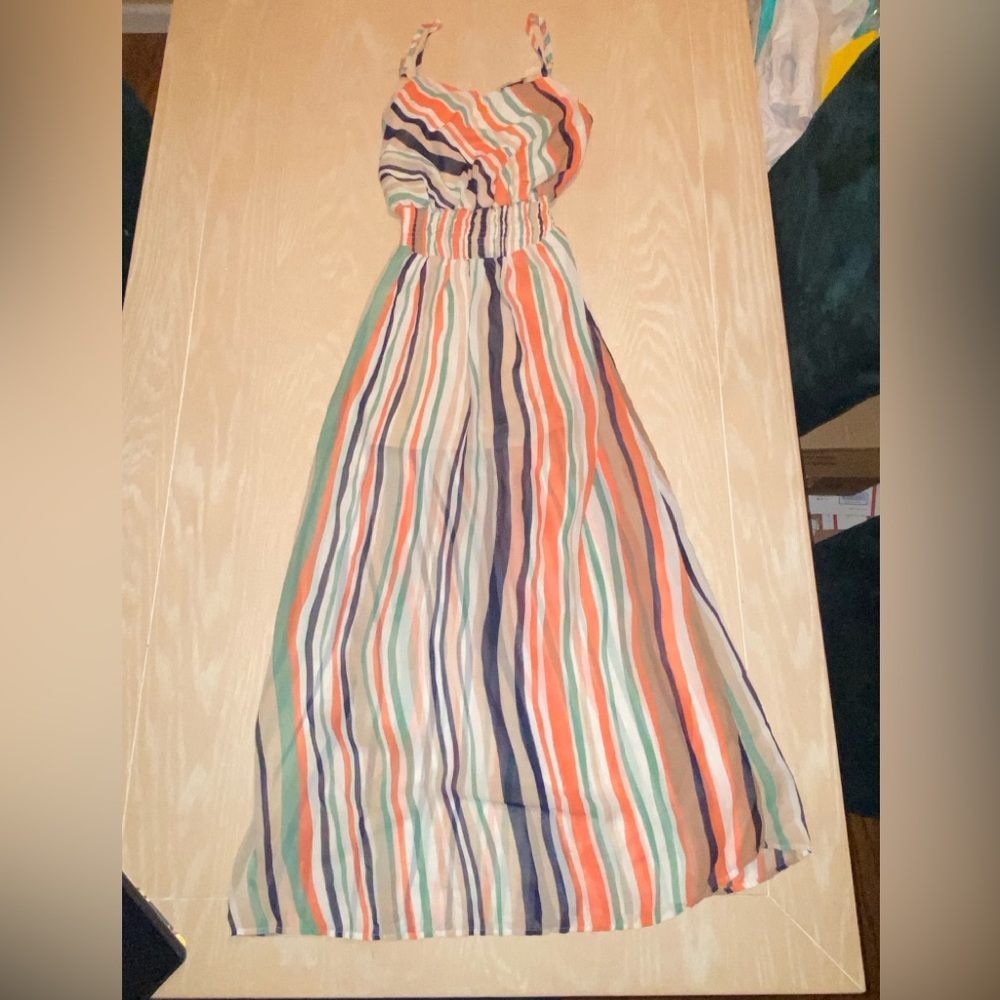Fire Los Angeles Vibrant Stripe Strapless Dress